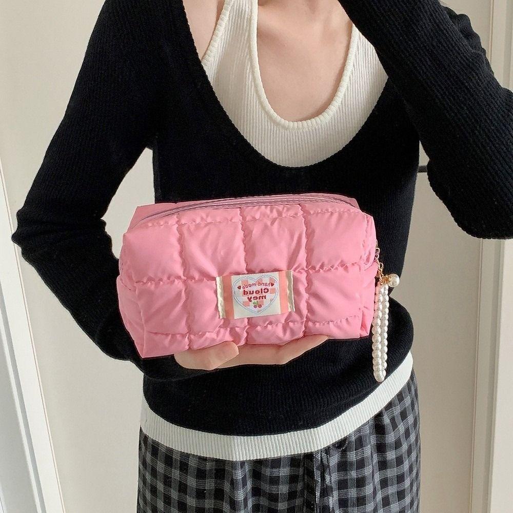 Pen Bag Korean Pencil Case with Pearl Lanyard Pencil Pouch Stationery Holder