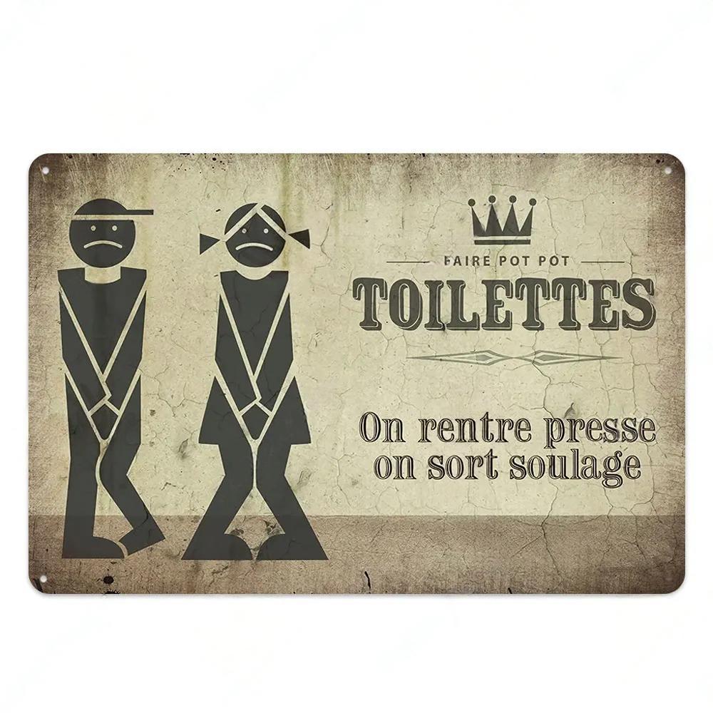 Toilet Sign Vintage Funny Metal Posters Tin Sign WC Lavatory Toilettes Wall Art Bathroom Restroom