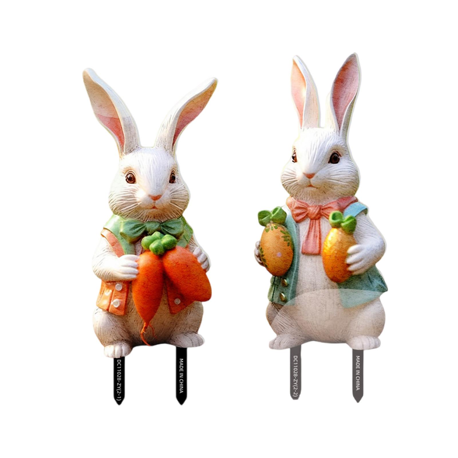 

2 шт. пасхальный садовый колышек красочная скульптура кролика украшение двора для весеннего праздника устойчивое к погодным условиям украшение