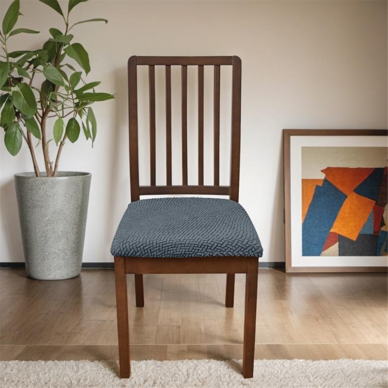 Stretch Dining Chair Seats Cover Striped Grid Elastic Upholstered Chairs Cushions Slipcover AntiDirty Protectors Removable