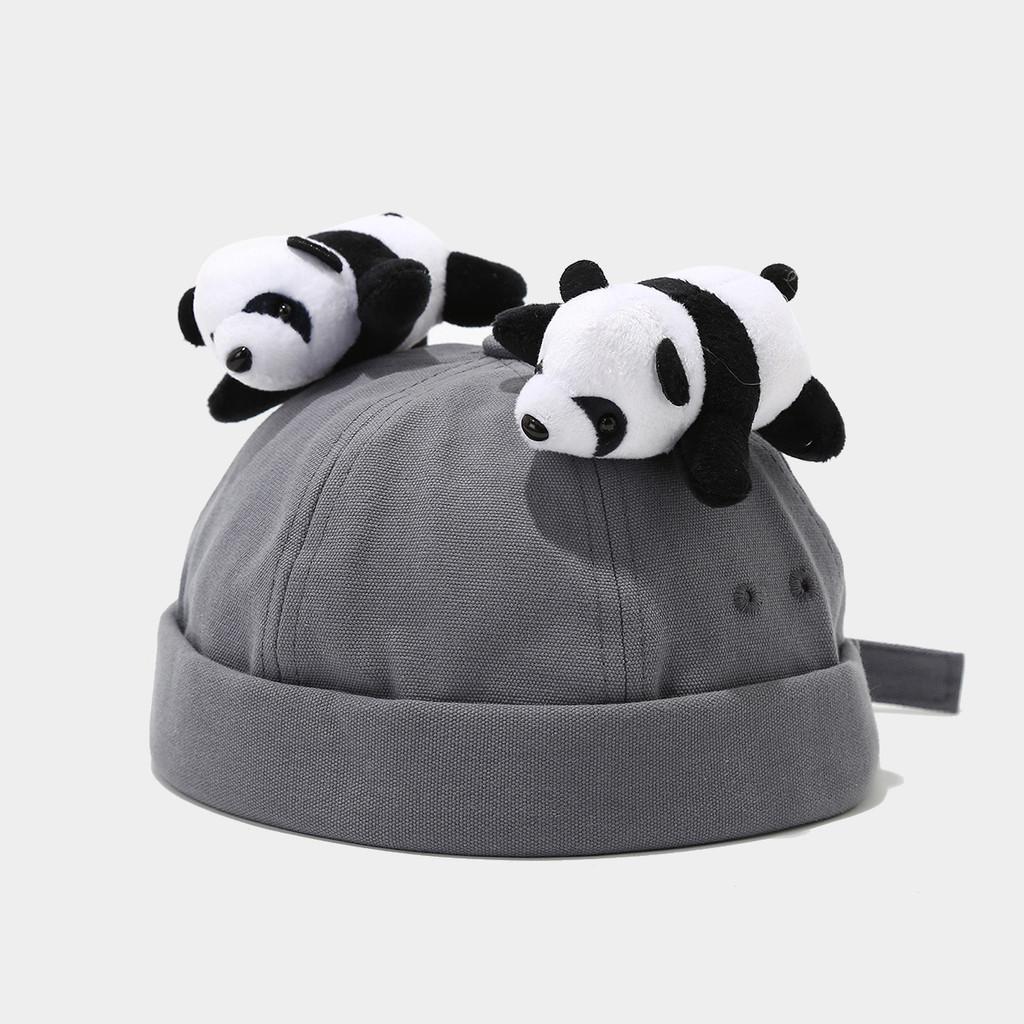 

Panda Vintage Cotton Billless Cap With Adjustable Fit For Summer Fashion Trend MistBlue