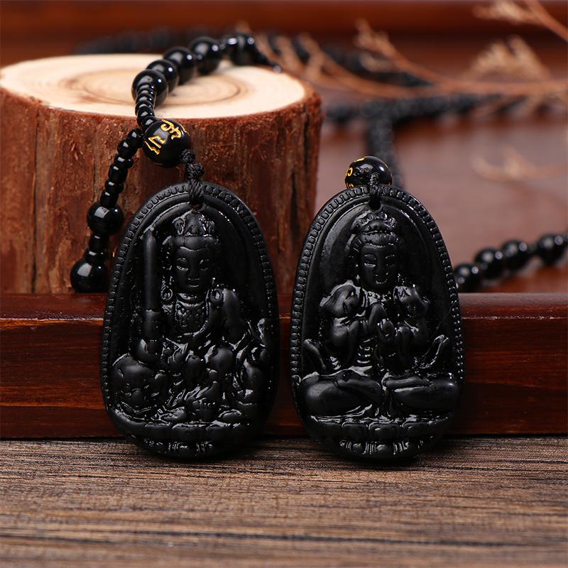 Amitabha Pendant Necklace Carved Buddha Lucky Amulet Necklaces For Women Men Jewelry Gifts