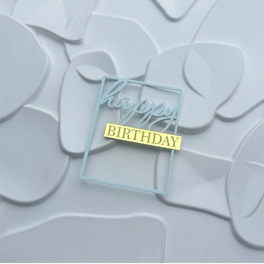 3pcs/1PC Happy Birthday Square Acrylic Cake Topper Gold Silver Rose Gold Birthday Party Cake Decoration Accessories