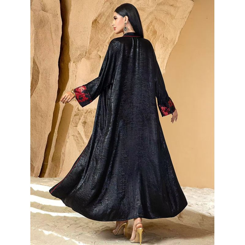 Middle East Dubai New Fashion Print Suspender Skirt Cardigan Robe Two-piece Set Strap Skirt Robe Set