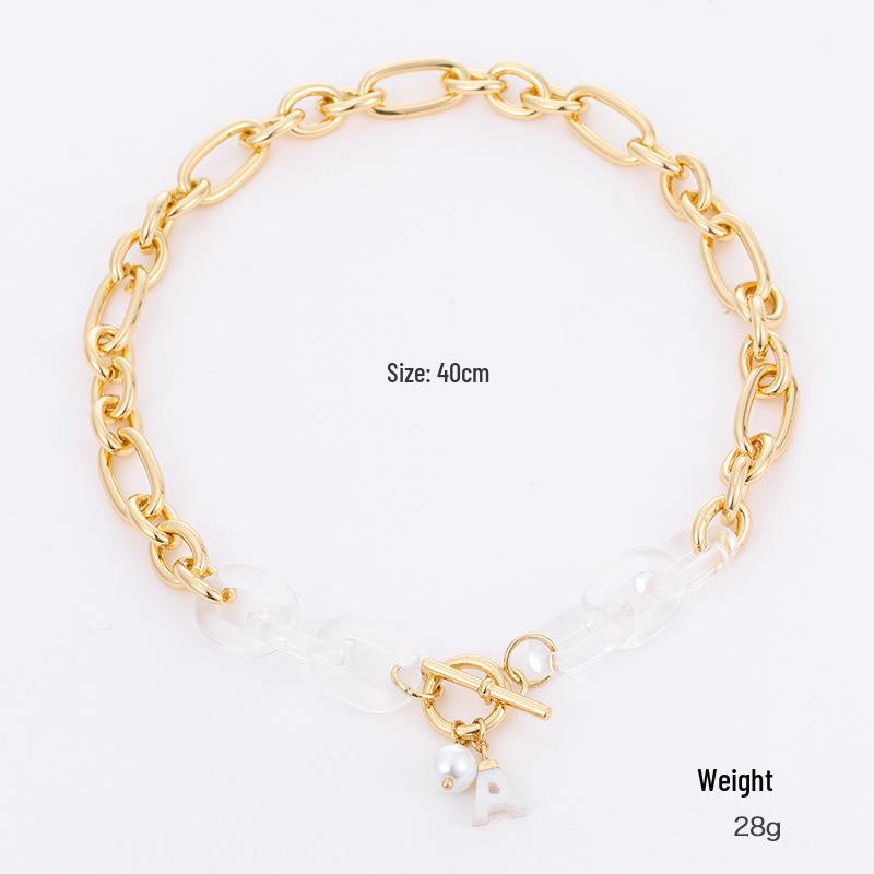 

Кенджи Прозрачное ожерелье из смолы с жемчугом с универсальной OT-застежкой и подвеской-буквой для женщин.