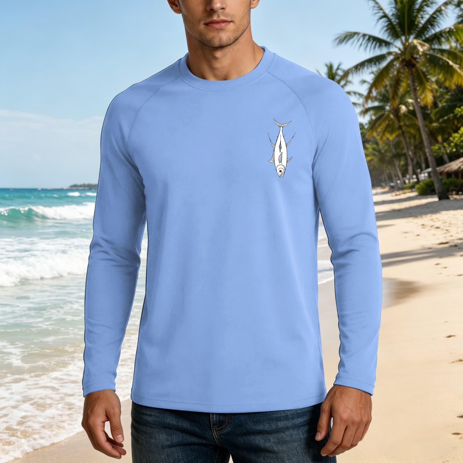Xingben Six Men's Long Sleeve UPF 50 Plus Sun Protection Shirt Basic Breathable Loose Fit Outdoor Casual T-Shirt with Quick Dry Cooling Fabric XL