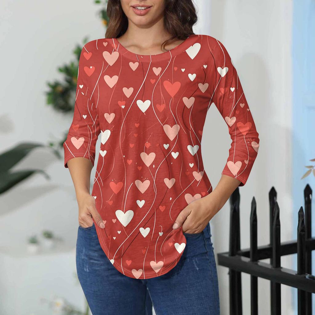 Damen-T-Shirts, 3/4-Ärmel, einfarbig, Pullover, Sommer, Frühling, Tops, Blusen