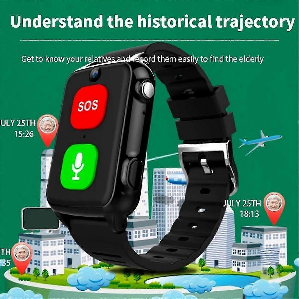 Reloj GPS para Ancianos Pulsera de Rastreo 4G Salud Temperatura SOS Localizador para Personas Mayores Rastreador GPS Reloj de Pulsera con Cámara