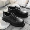 Derby Shoes Square Head Leather Shoes Men's Shoes Spring New Low-top Small Leather Shoes Youth Casual Shoes Shoes Big Head Leather Shoes