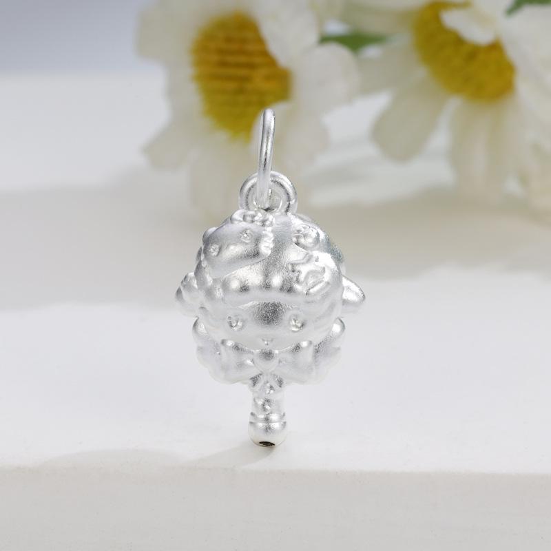 Sterling Silver 999 Bride Sheep Magic Wand Charm with Handwoven Rope Beaded Pendant