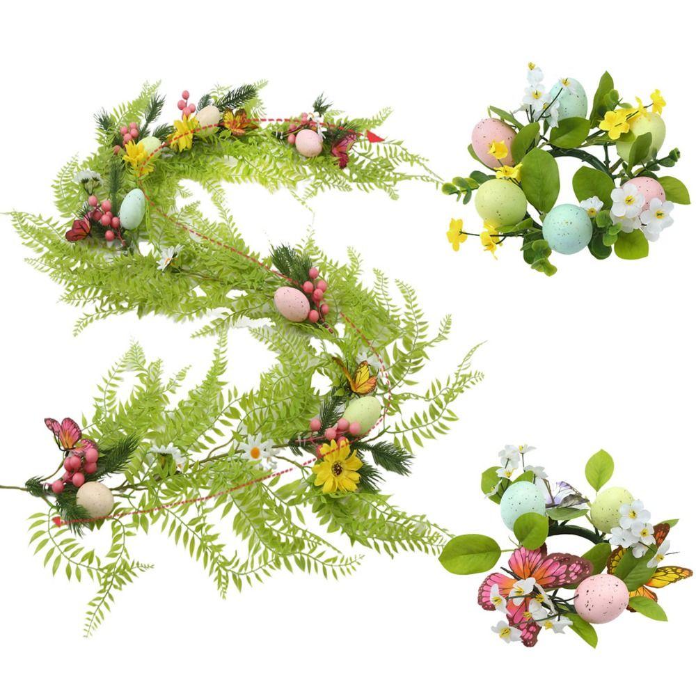 DIY Easter Eggs Cane Plastic Spring Easter Wreath Artificial Egg Hanging Garlands Wall Decoration
