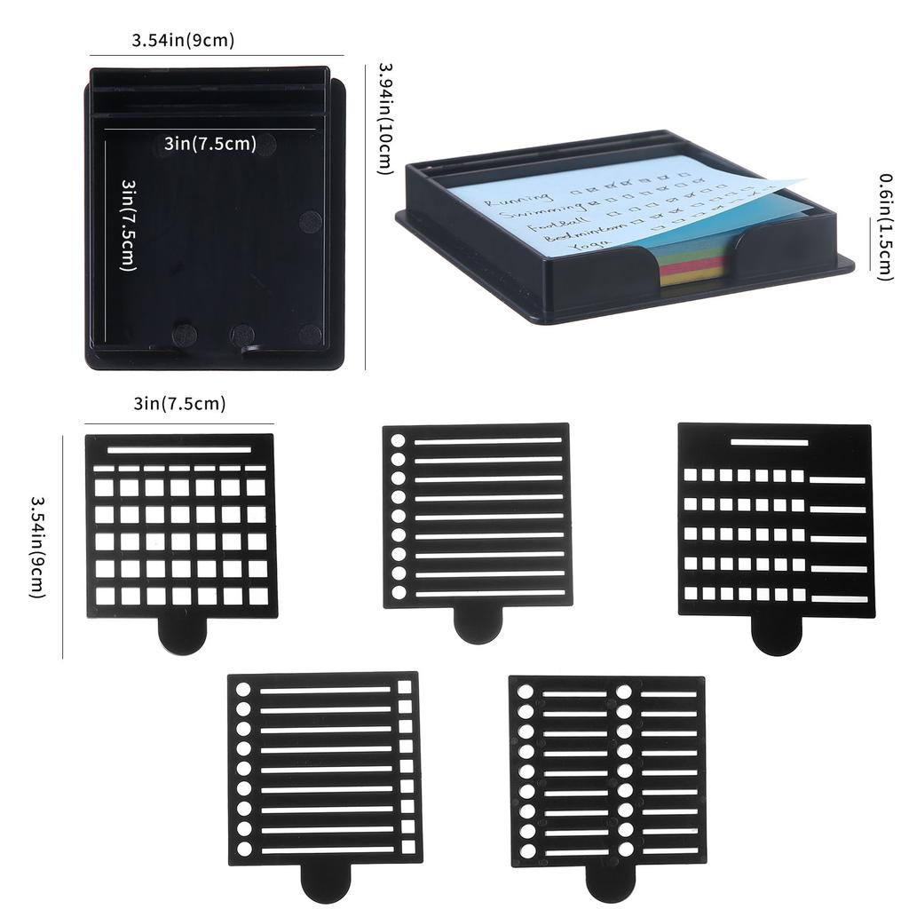 Sticky Note Holder with 5 Stencil Sticky Note Memo Pad Holder for Desk Office Home School Supplies