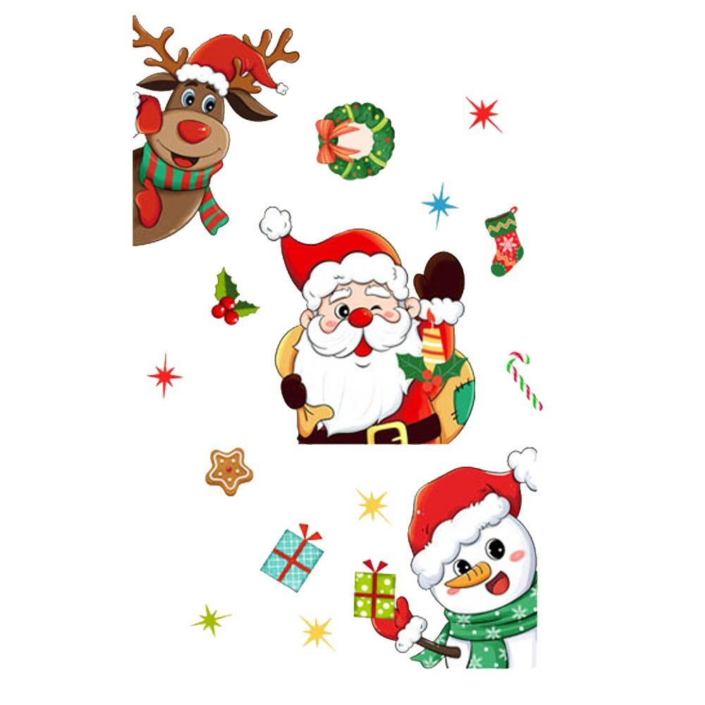 Cartoon Santa Claus Window Sticker PVC Elk Christmas Glass Window Sticker Snowman Self-Adhesive Christmas Decoration Background