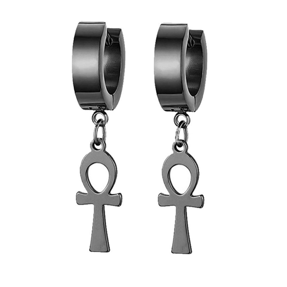 1 Pair Punk Stainless Steel Stud Earrings Black Earrings Set For Men Women Vintage Hip Hop Piercing Ear Fashionable and Minimalist Jewelry