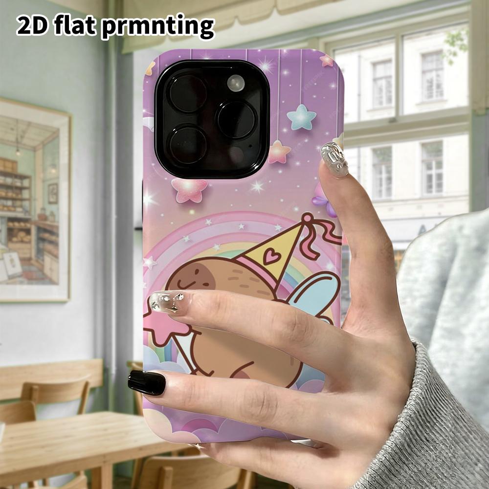 Phone Case: 2D Flat Design Suitable for iPhone 18, 17, 16, 15, 14, 13 Pro Film Protective Case, Couple Style, Magical Fairy Capybara, Christmas and Ha