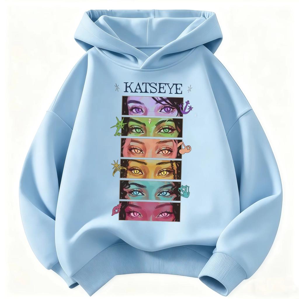 2026 Girls Fashion Hoodie: Katseye Girl Group Graphic Pullover Warm Casual Street-Style Hoodie for Boys and Girls Kids Clothing