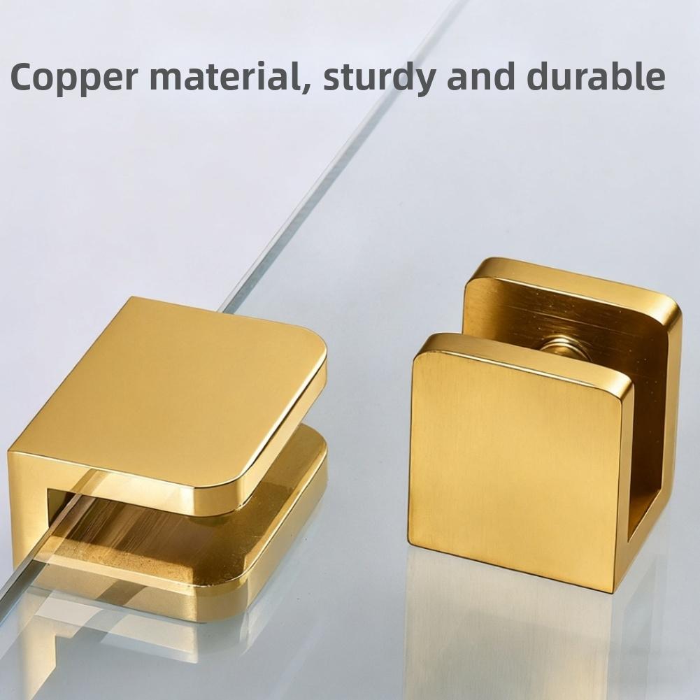 

Brass Glass Clamp For Bathroom Shelf Wine Cabinet Copper Glass Sandwich Panel Fixing Bracket Interior Door Hardware small