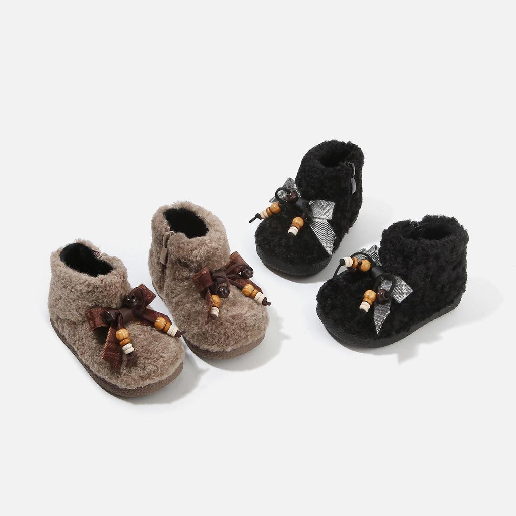 Kurze Stiefel mit Lammwolle gefüttert für Mädchen - Herbst/Winter Schneeschuhe für Kleinkinder