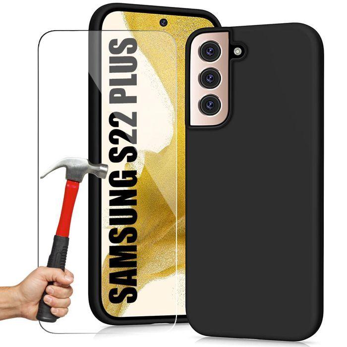 Coque de Protection - BOOLING - pour Samsung Galaxy S22 Plus - Silicone - Anti Rayure - Noir - 2 Verres