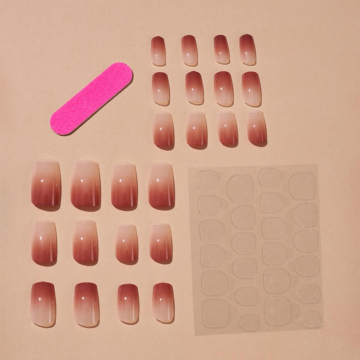 

Высококачественные прямоугольные накладные ногти - Сладкий румянец градиентные накладные ногти