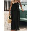 VEZFAA Women's Fashion Summer Spring Solid Color Print Sleeveless Suspenders Loose Waistline  Casual Dresses