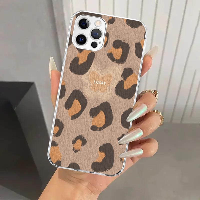 Leopard Print Phone Case for Iphone 17 Air 16 15 Plus 14 13 Mini 12 11 Pro Max 16E 7 8 SE 2020 Soft Funda Print Shell 16 15 14 1