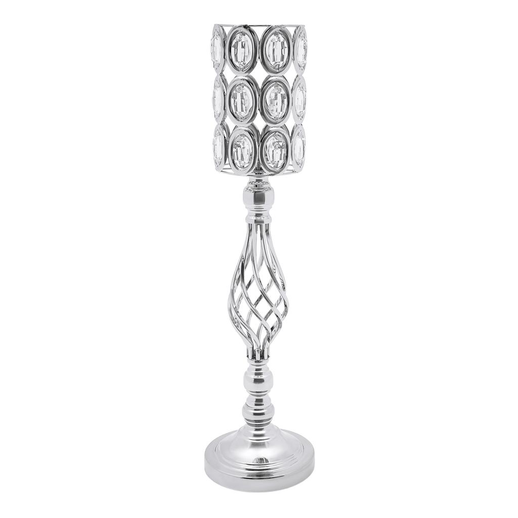 Silver Vases for Centerpieces, 10 Pcs Tall Vases for Centerpieces with Crystal Beads, for WeddingTables, Metal Flower Stand