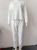 2024 Women's Solid Color Round Neck Long-Sleeved Suit with Pocket Pants