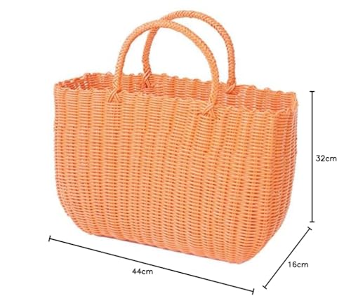 Murataya Vinyl P.P. Jumbo Basket Bag, Orange, Approx. 44 X 16 X 32cm (Approx. 48cm To Handle), 9940