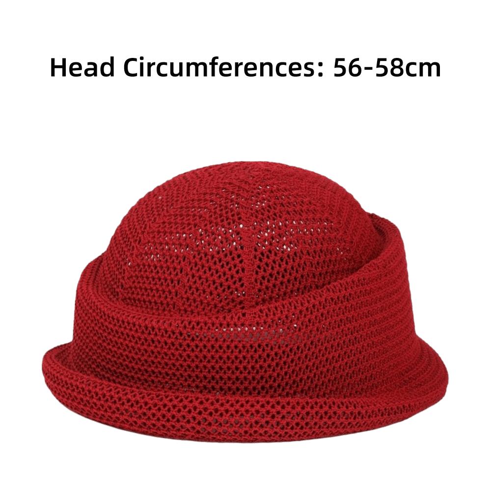 Summer Straw Pillbox Hat Curled Edge Circle Top Straw Hat Sun Basin Hat