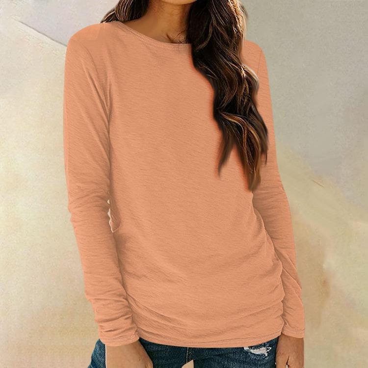 Trendy Fall Tunic Outfits Womens Fitted T Shirts Casual Long Sleeve Round Neck Basic Tee