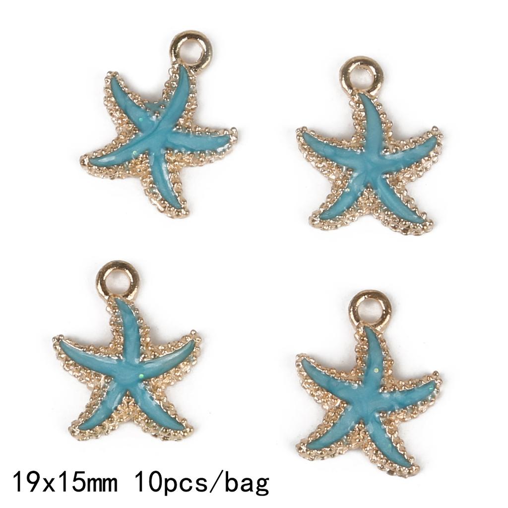 9-12Pcs Multi-Styles Starfish Shell Conch Crown Enamel Charms Pendant For Jewelry Making DIY Bracelet Necklace