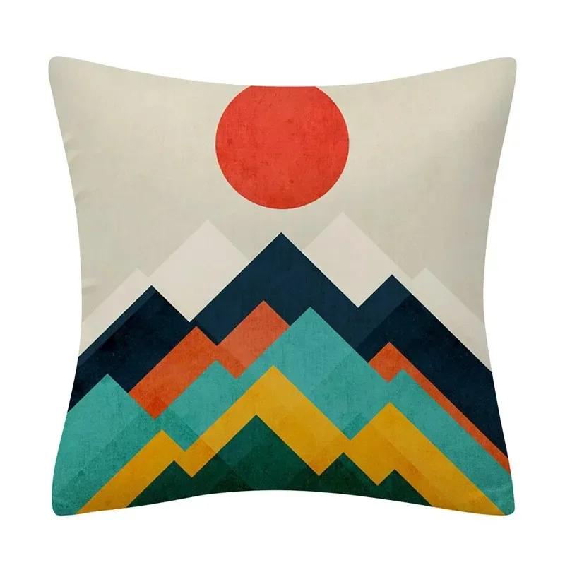 Color Geometric Crayon Painting Series Pattern Cushion Cover Decoration Chair Sofa Pillow Cover Home Decoration Pillow Cover