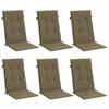 High Back Cushions 6 Pcs Melange Taupe 120 X 50 X 4 Cm Fabric