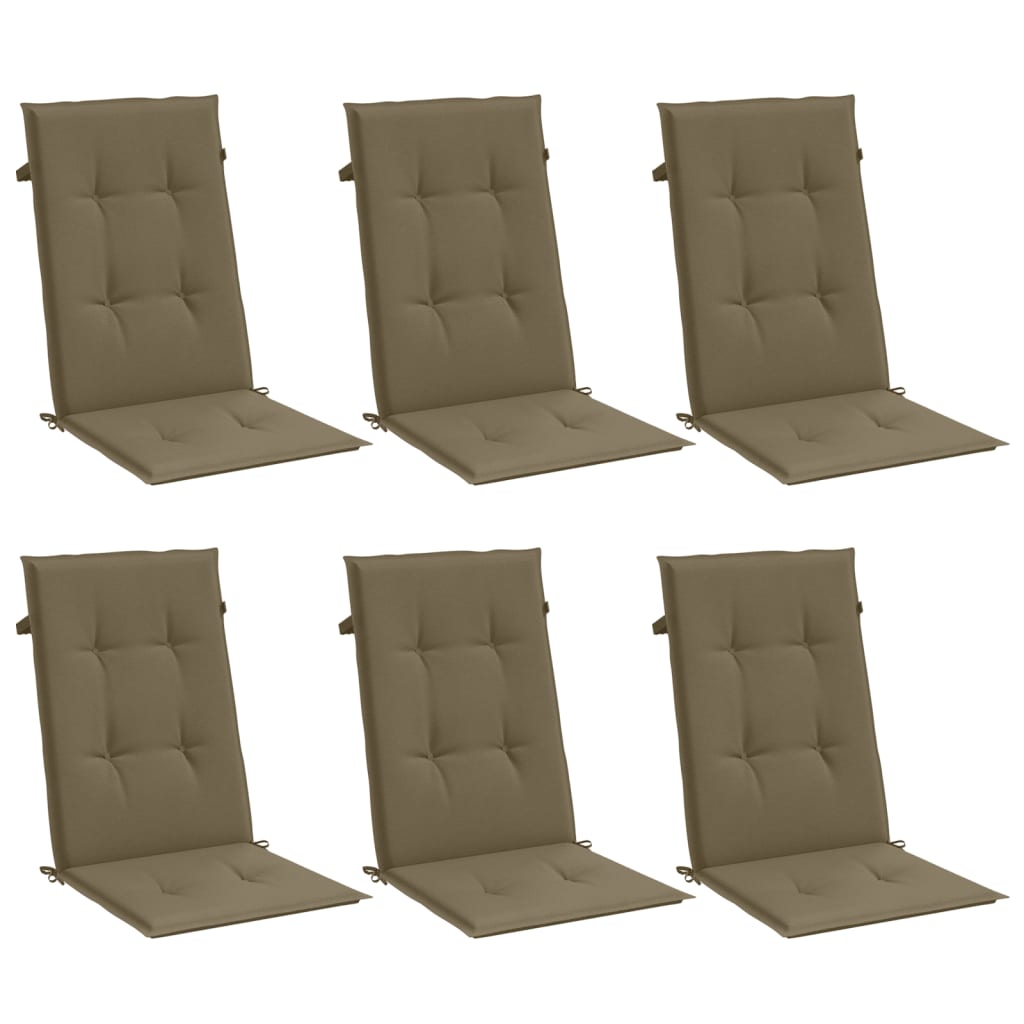 High Back Cushions 6 Pcs Melange Taupe 120 X 50 X 4 Cm Fabric