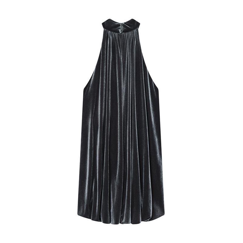 2025 Stylish European-American Velvet Balloon Dress for Women