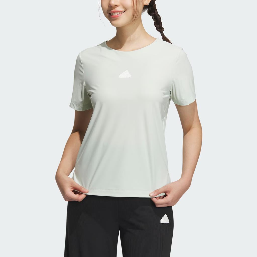 Adidas W Ct Tee Ss Logo Round Neck Short Sleeve T-Shirt Women Tops Linen-Green IT4354