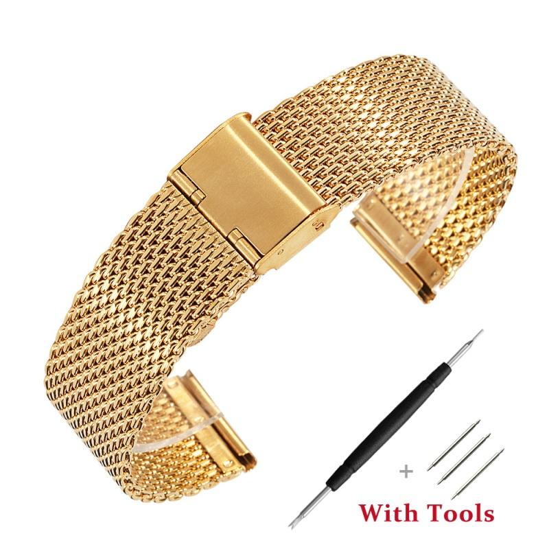 18mm 20mm 22mm 24mm 1.0 Thick Milanese Watch Strap Metal Watch Buckle Watch Band for Universal Waterproof Watch Bracelet