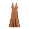 Women's Summer New European and American Style Fashion Backless Striped Midi Dress