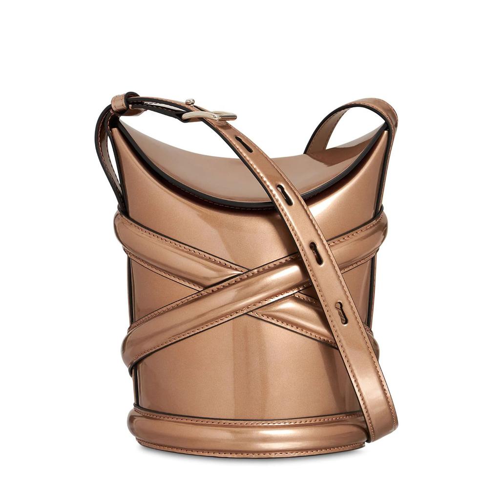 Cylinder bucket bag imported calfskin shoulder messenger bag niche design leather double shoulder women's bag