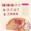 30 Piece Set of 3D Flower Almond Shaped Pressed Acrylic Nail Art Medium Length Suitable for Daily Wear and Holidays