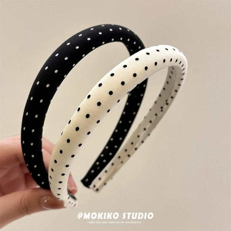 Fasce Nere Bianche a Pois Retrò con Testa in Spugna Moda Coreana Donna Cerchietto per Capelli Fascia per Lavare il Viso Capelli Accessori per Capelli da Festa Donna