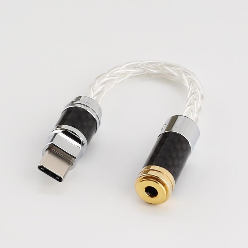 Kawaki Rotating Pure Silver Cable Headphone Decoding Audio Cable Type-C 3.5mm [M207]