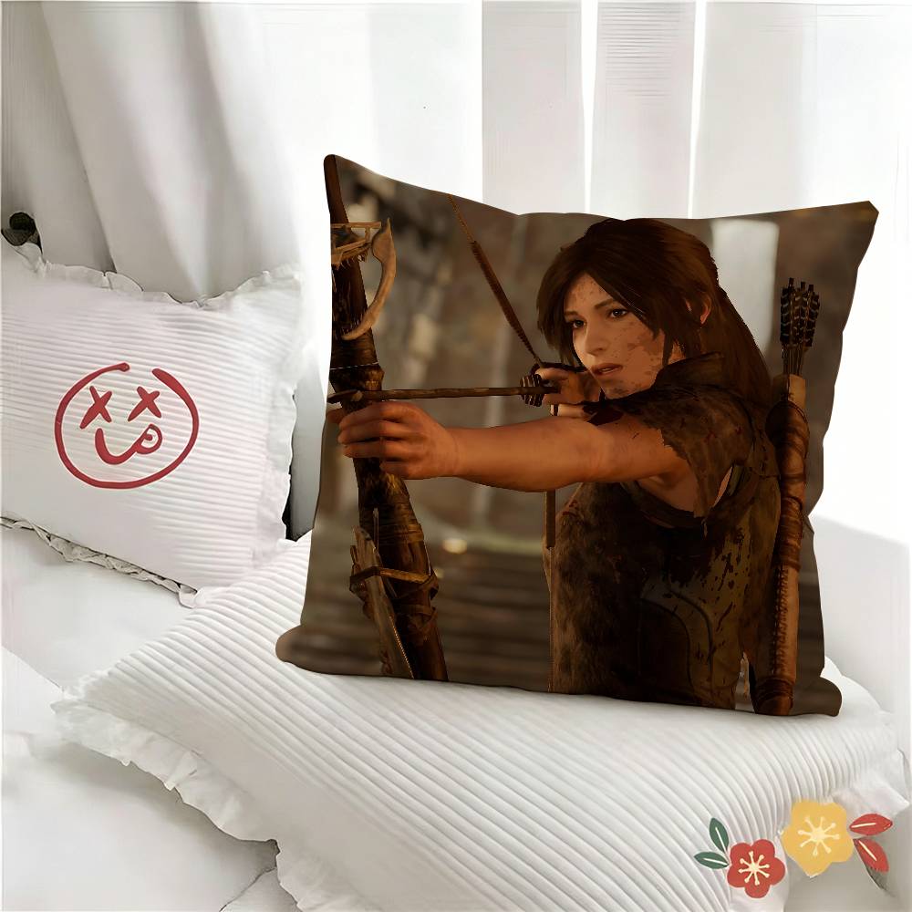 pc Tomb Raider Game LaraCroft Movie Pillow Case Fashion Square Pillowcase Bedroom Sofa Room Ins Decoration Leisure