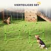 Dog Agility Set, 4-Piece Height-Adjustable Agility Equipment with 4 Hurdles, Carry Bag, 99 x 65 x 94 cm, Green