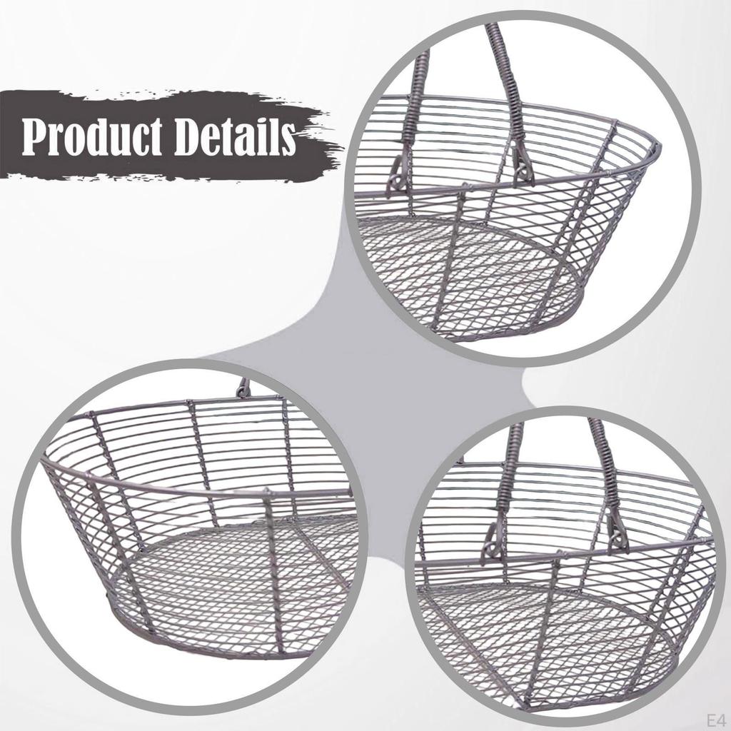 Iron Wire Fruit Bowl Organizer Bread Vegetable Holder Storage Basket for Pastry Cupcake Buffet