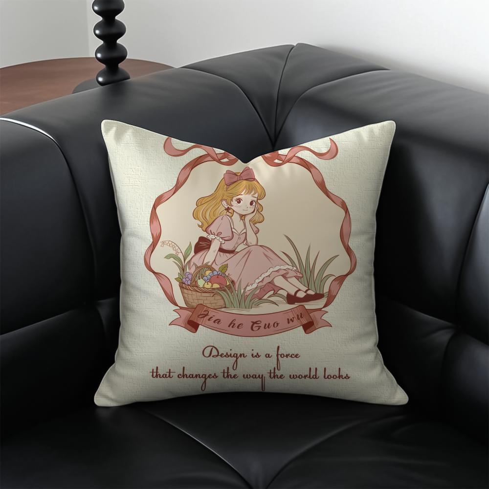 Cute girl Cushion Cover Pillow Case Antidustmite Invisible zipper silky plush cushion