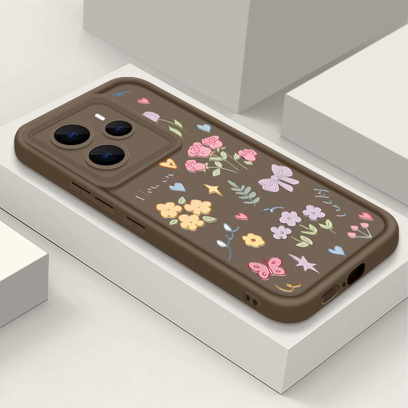 Für Xiaomi 14T Pro 13T Poco X7 F6 X6 Pro Redmi Note 14 Pro 13 12 11 Hülle Blumendruck Weiches Silikon Stoßfest Linsenschutz TPU Matt Handyhülle