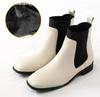 Fashion Women Genuine Leather Chelsea Ankle Boots Stretch Fabric Slip On Fashion Office & Career Boots 2025 Winter Flats Heels Boots