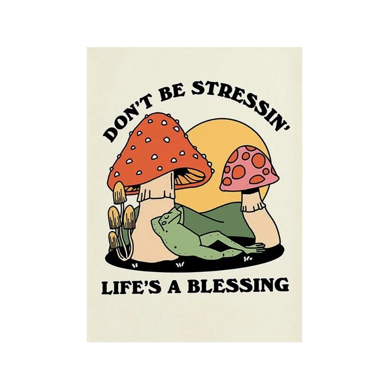 Retro 70s You Are Exactly Funny Mushroom Poster Groovy Hippie Ball Dancing Frogs Canvas Painting Wall Art Pictures Home Decor